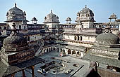Orchha - the Jahangir Mahal Palace, crowned by domes and small chattris